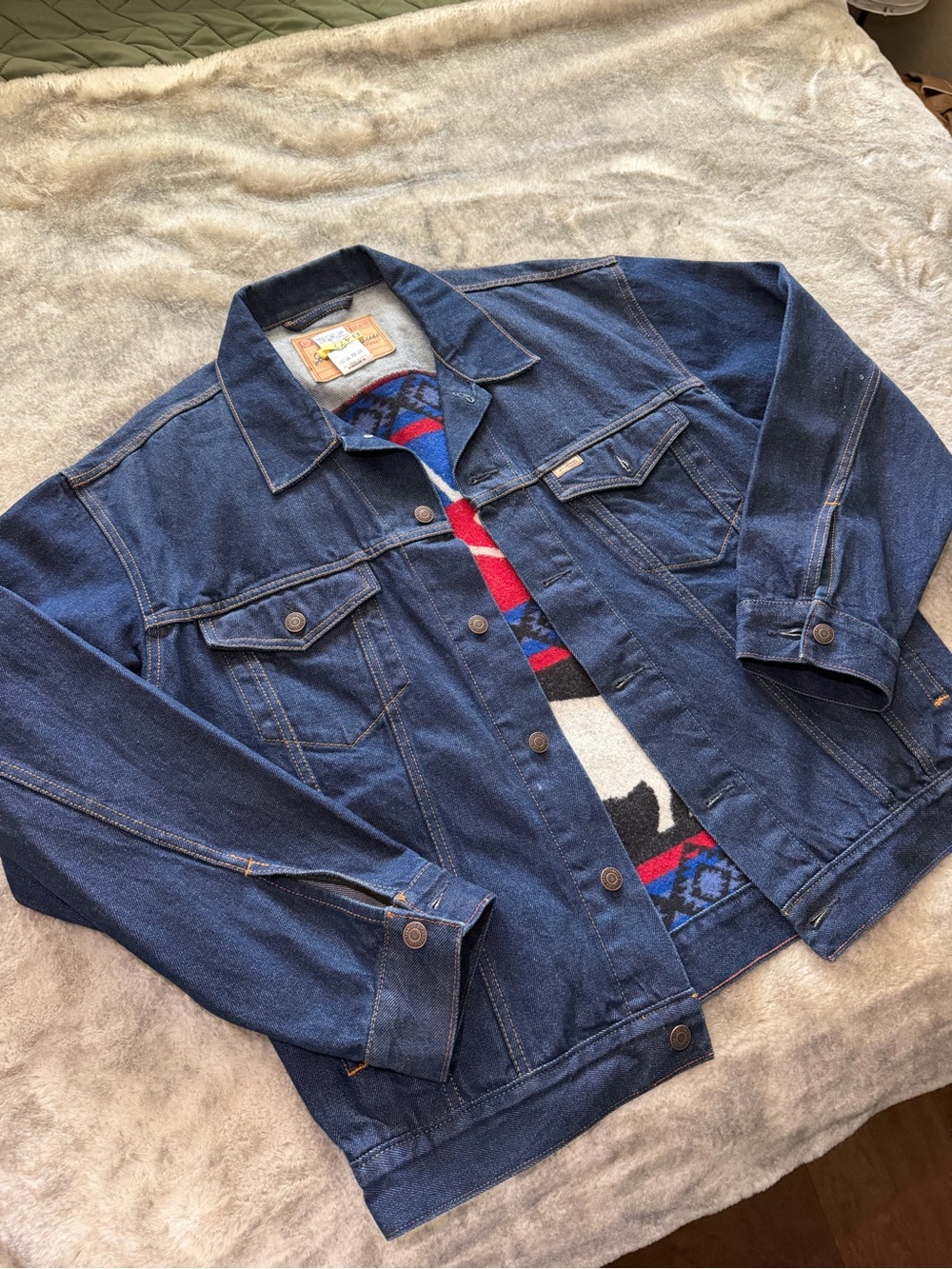Vintage Levi Strauss Denim Jacket with Patterned Liner